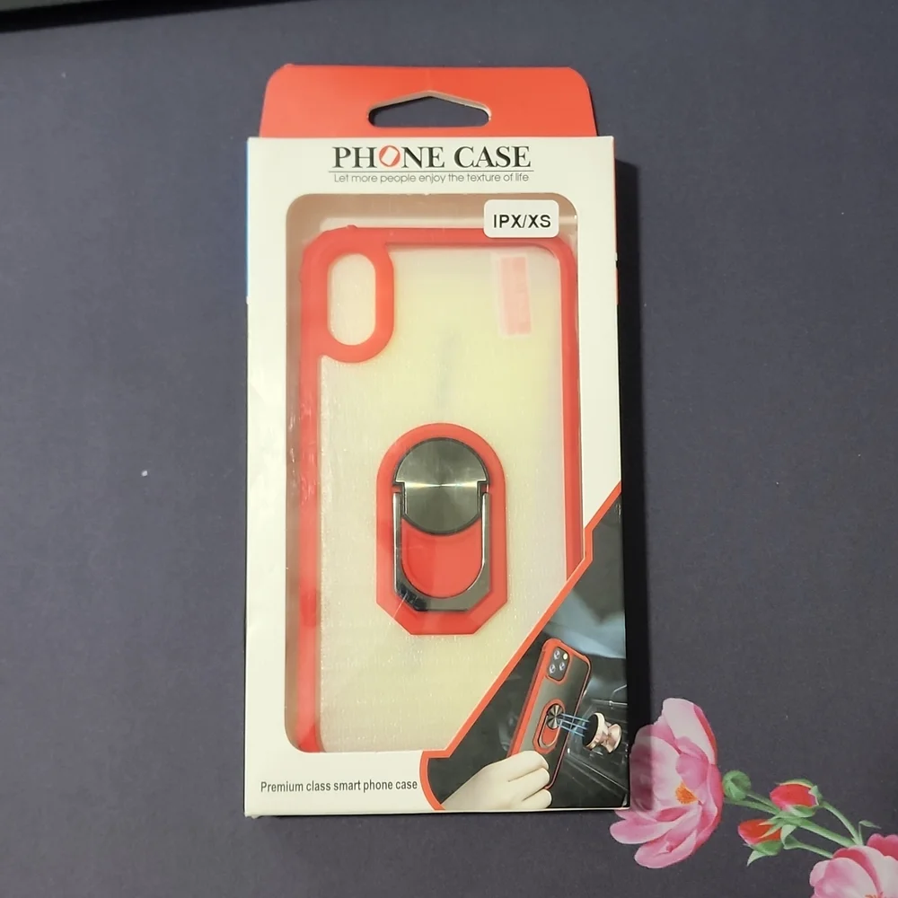 iPhone Xs Cell Phone Case with screen protector, Red